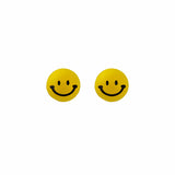 Yellow Enamel & Silver-Plated Smiley Stud Earrings