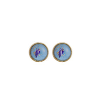 Blue & 18k Gold-Plated Flake Round Stud Earrings