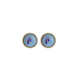 Blue & 18k Gold-Plated Flake Round Stud Earrings