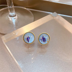 Blue & 18K Gold-Plated Flake Round Stud Earrings