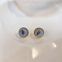 Blue & 18K Gold-Plated Flake Round Stud Earrings