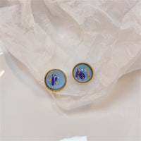 Blue & 18k Gold-Plated Flake Round Stud Earrings