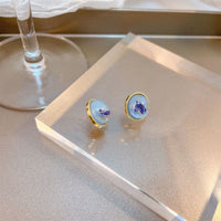 Blue & 18k Gold-Plated Flake Round Stud Earrings
