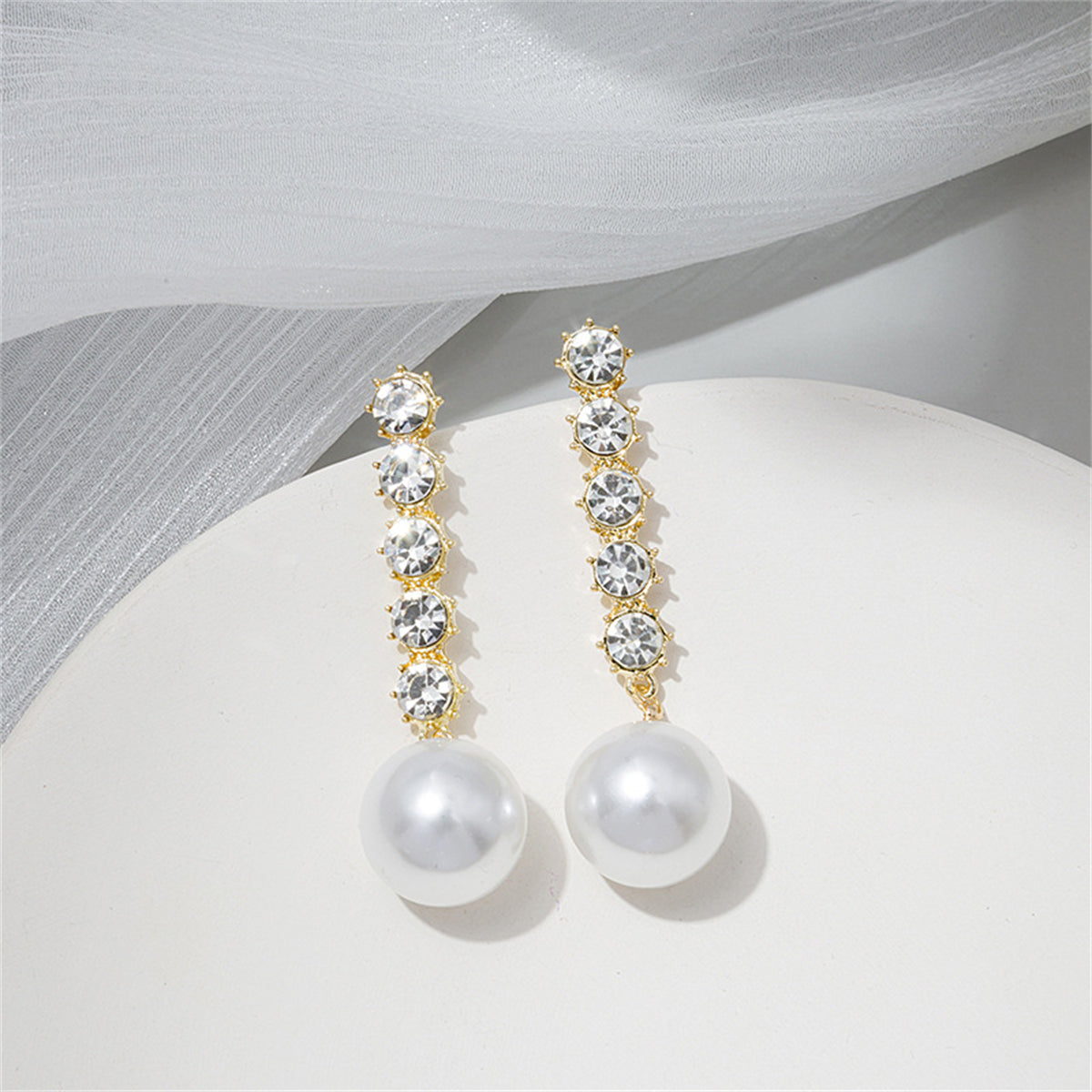 Cubic Zirconia & Pearl 18K Gold-Plated Drop Earrings