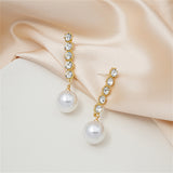 Cubic Zirconia & Pearl 18k Gold-Plated Drop Earrings