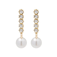 Cubic Zirconia & Pearl 18k Gold-Plated Drop Earrings