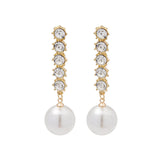 Cubic Zirconia & Pearl 18k Gold-Plated Drop Earrings