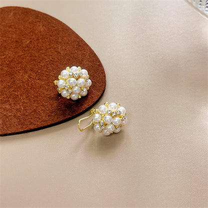Pearl and Cubic Zirconia Blossom Stud Earrings, stud earrings for women, botanical inspired, detail close-up