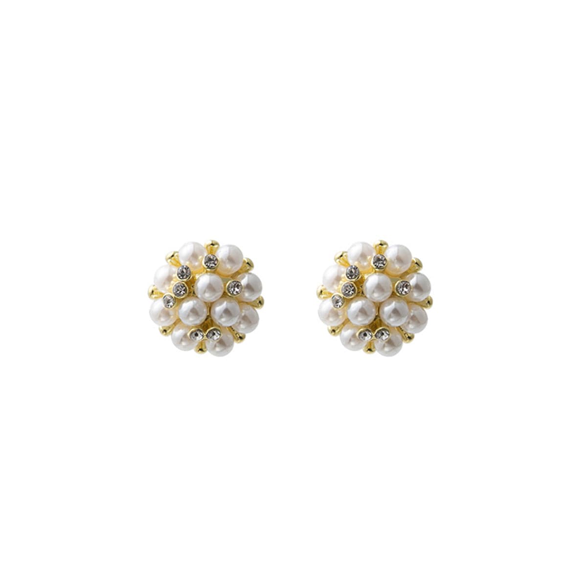 Pearl and Cubic Zirconia Blossom Stud Earrings, stud earrings for women, botanical inspired, front view