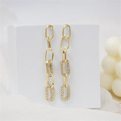 Cubic Zirconia & 18K Gold-Plated Interlocked Open Oval Drop Earrings