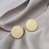 Pearl & 18k Gold-Plated Round Stud Earring