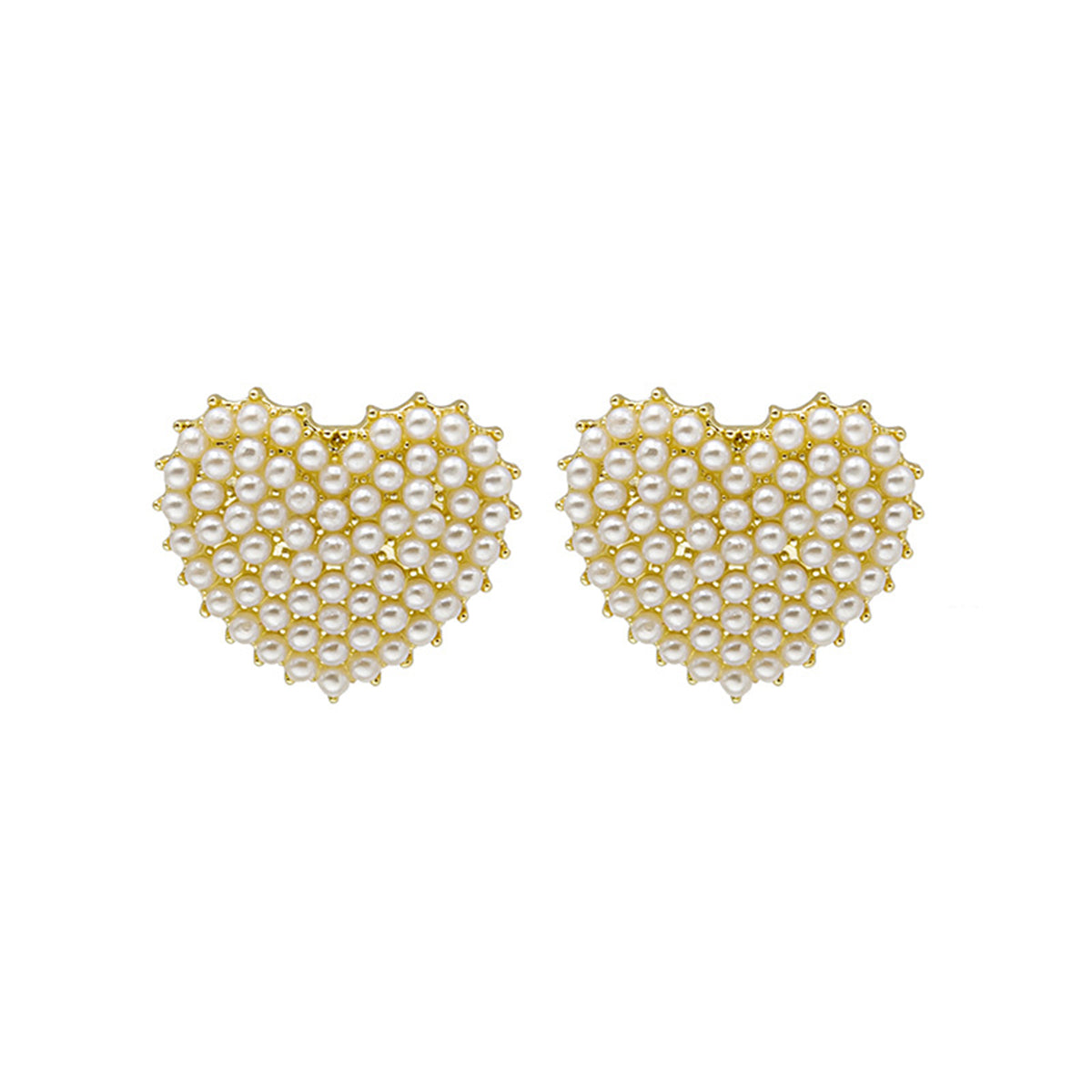 Pearl & 18K Gold-Plated Heart Stud Earrings