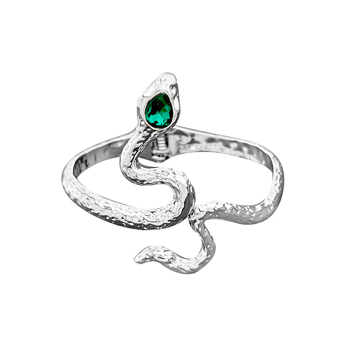 Green Crystal Textured Snake Bypass Hinge Bangle