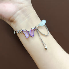 Quartz & Crystal Layered Butterfly Charm Bracelet