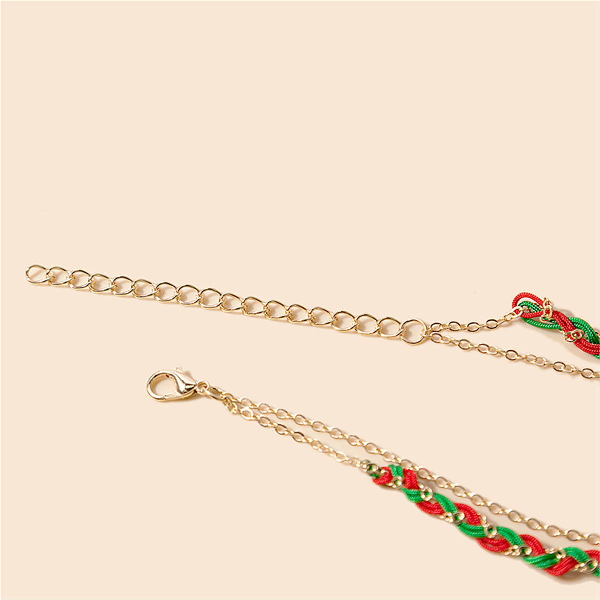 Red Enamel and 18K Gold-Plated Moon Layered Charm Bracelet, gold bracelet for women, vintage-inspired design, side view