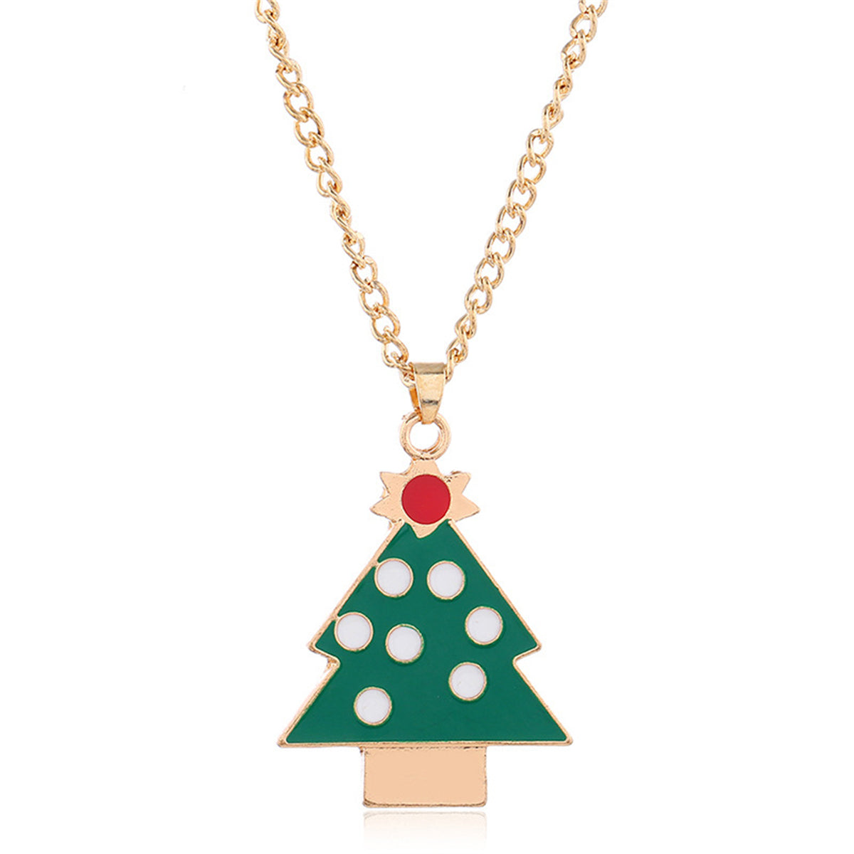 Green Enamel and 18K Gold-Plated Christmas Tree Jewelry Set, gold drop earrings for women, styled look
