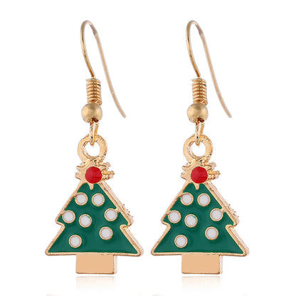 Green Enamel and 18K Gold-Plated Christmas Tree Jewelry Set, gold drop earrings for women, lifestyle look