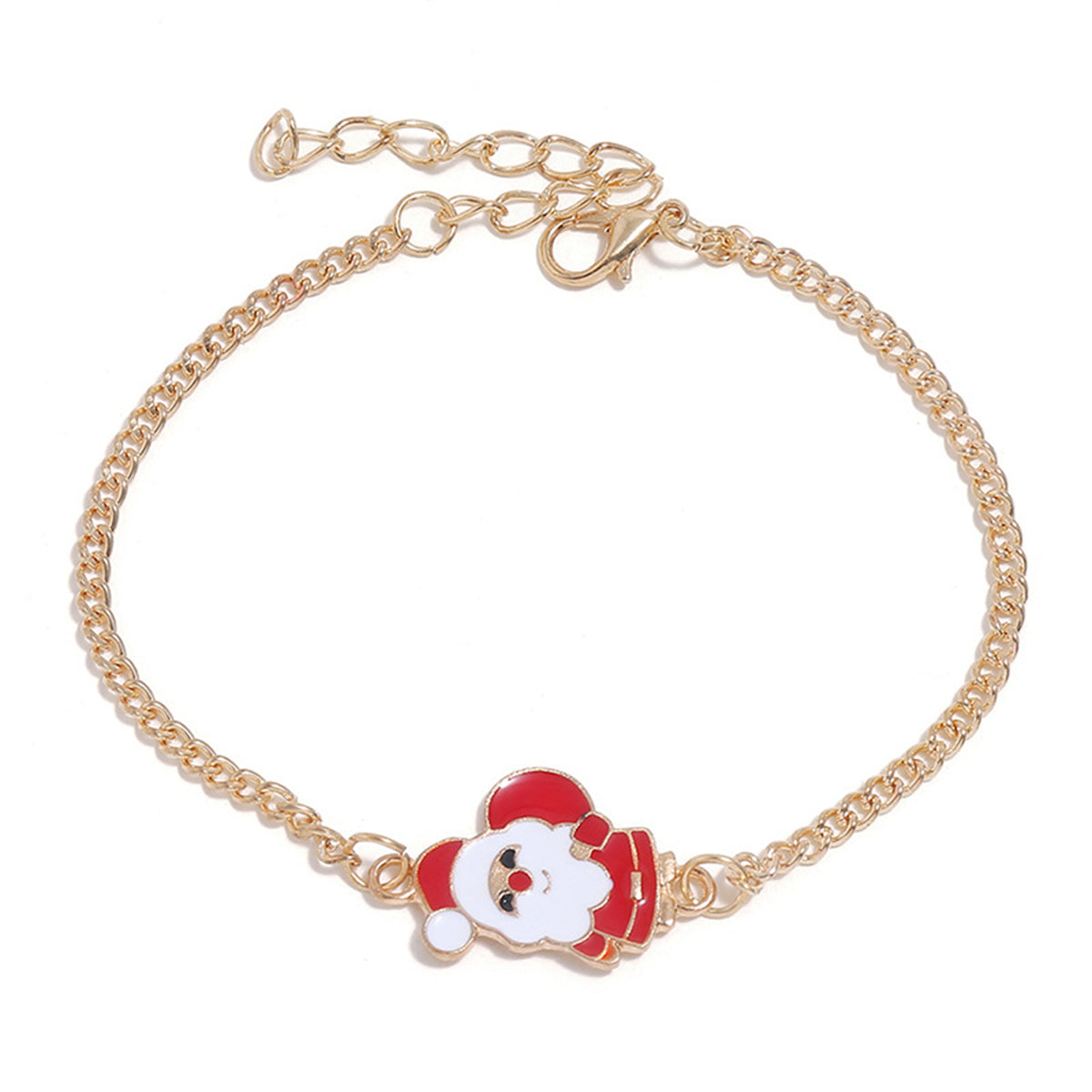 Red Enamel and 18K Gold-Plated Santa Pendant Necklace Set, gold drop earrings for women, vintage-inspired design, styled look