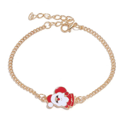 Red Enamel and 18K Gold-Plated Santa Pendant Necklace Set, gold drop earrings for women, vintage-inspired design, styled look