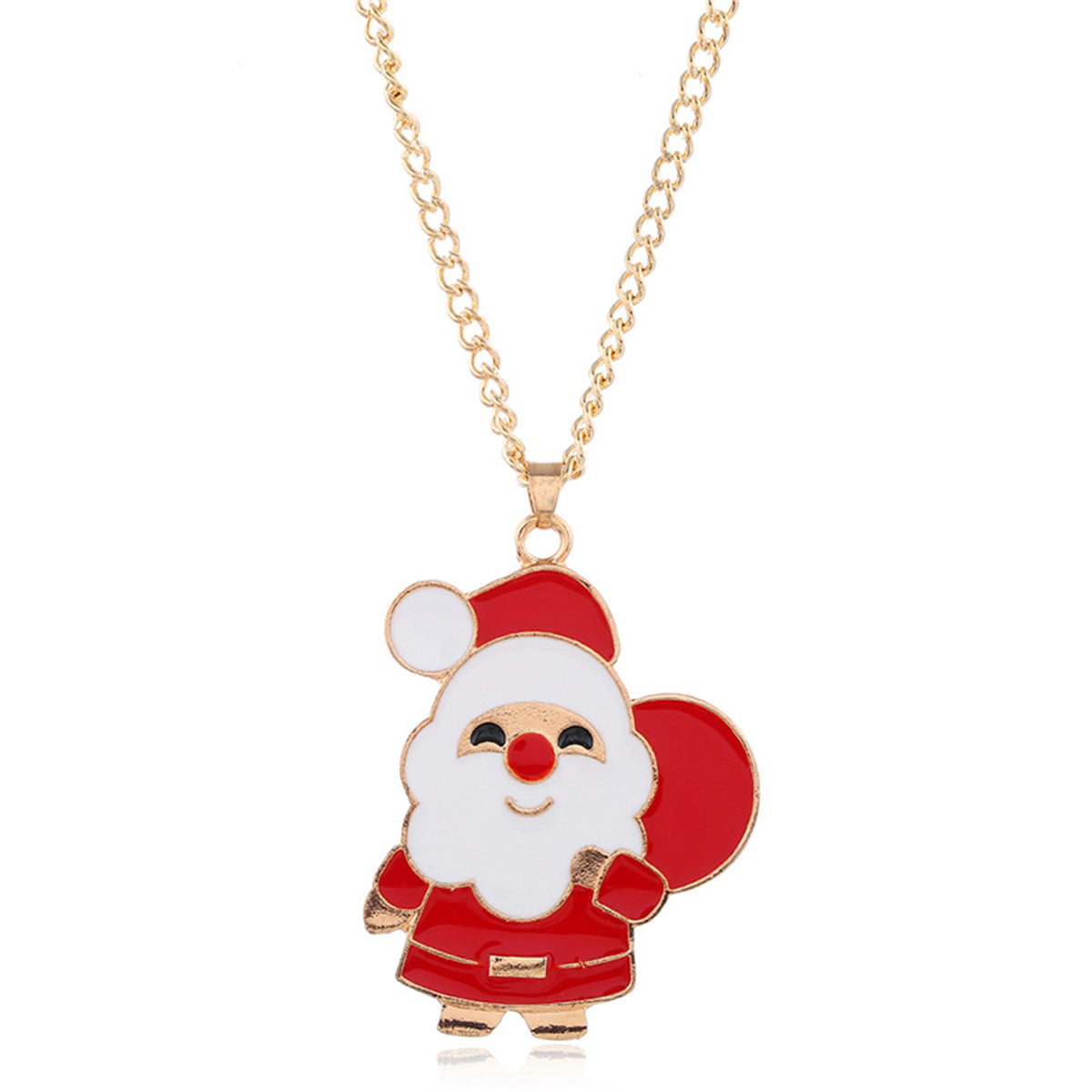 Red Enamel and 18K Gold-Plated Santa Pendant Necklace Set, gold drop earrings for women, lifestyle look