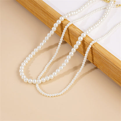 Pearl and 18K Gold-Plated Necklace Set, jewelry gift sets for women, vintage-inspired design, front view