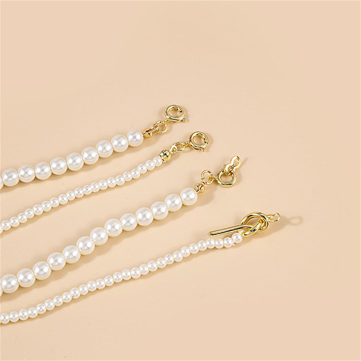 Pearl and 18K Gold-Plated Necklace Set, jewelry gift sets for women, vintage-inspired design, side view