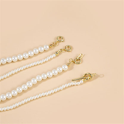 Pearl and 18K Gold-Plated Necklace Set, jewelry gift sets for women, vintage-inspired design, side view