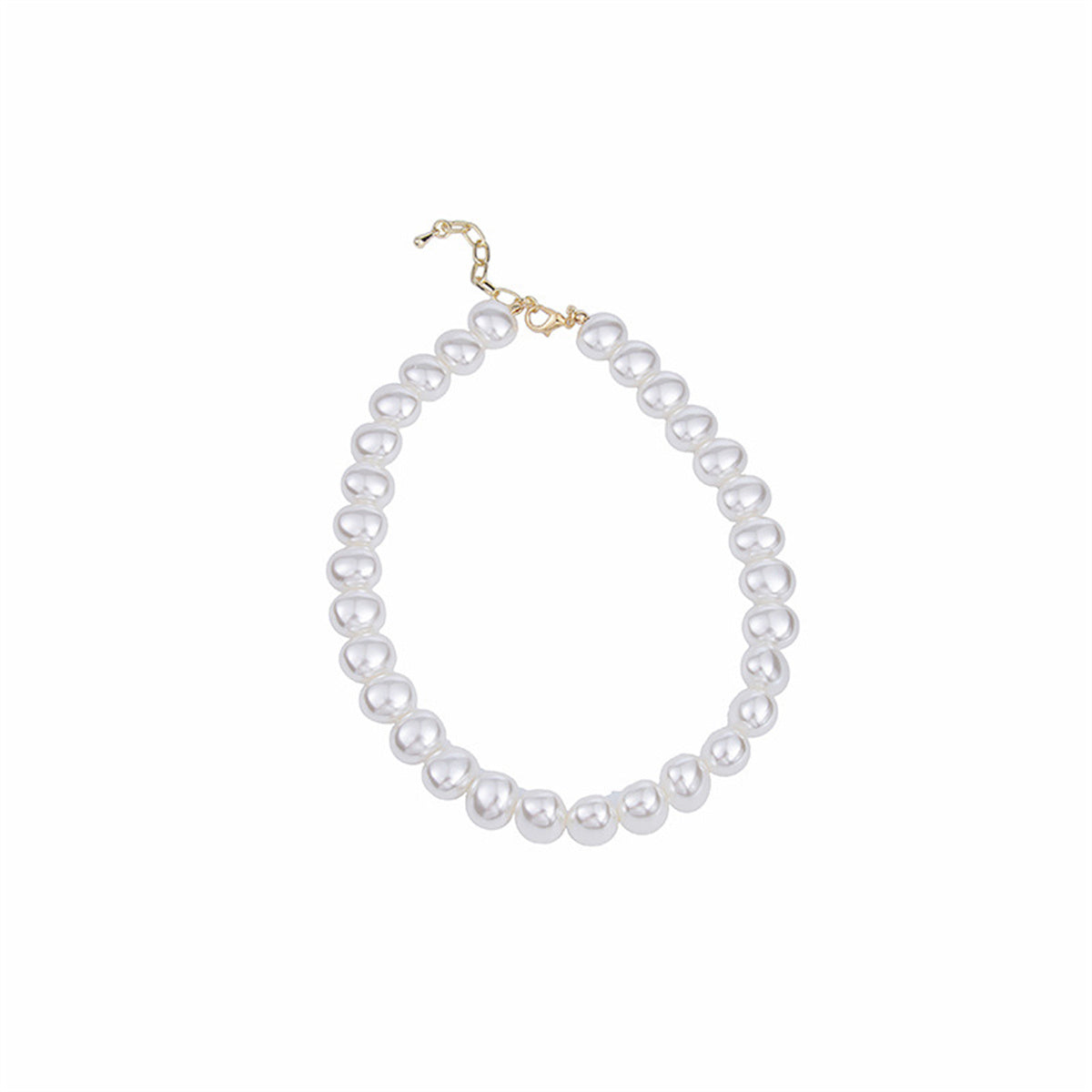 Pearl and 18K Gold-Plated Beaded Necklace, gold pendant necklace for women, dainty minimalist design, side view