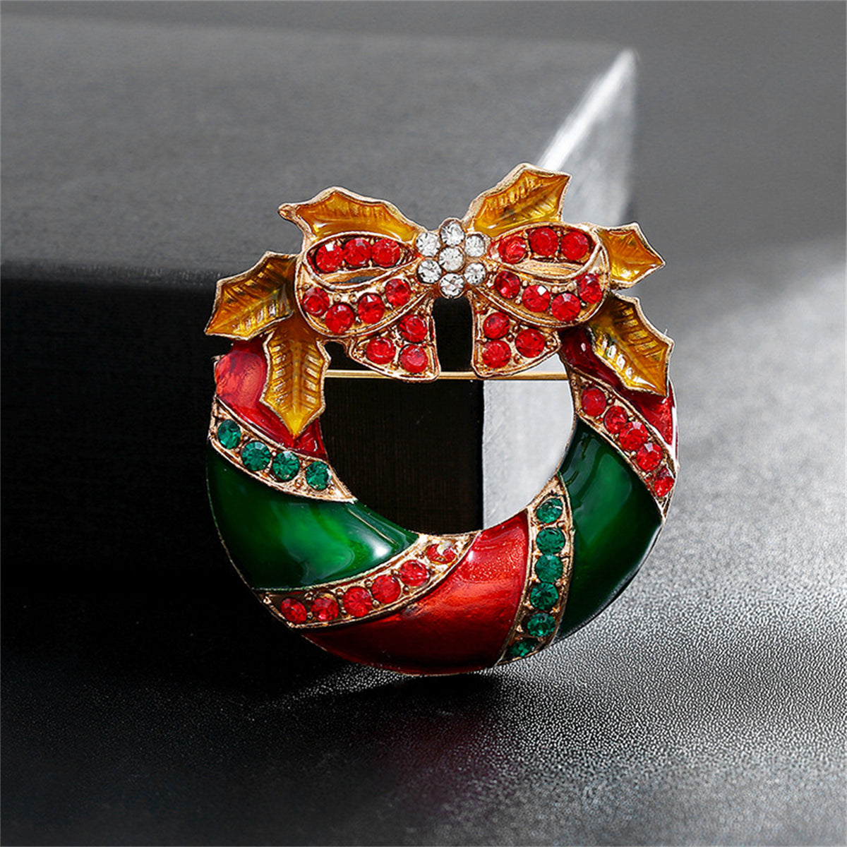 Cubic Zirconia & Enamel 18K Gold-Plated Bow Brooch