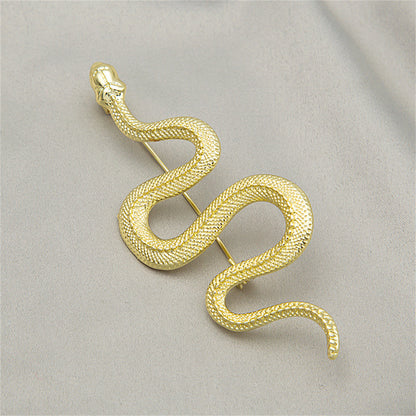 18K Gold-Plated Snake Cut Brooch, gold brooch pin, botanical inspired, side view