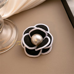 Black & White Camellia Brooch