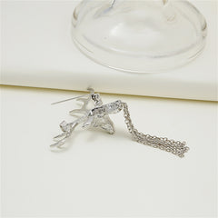 Silver-Plated Reindeer Tassel Brooch