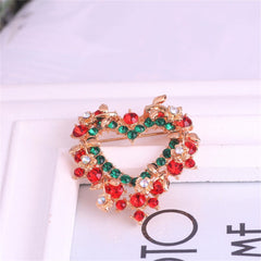Red Cubic Zirconia & 18K Gold-Plated Heart Brooch