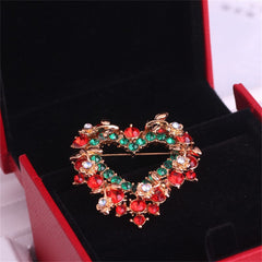 Red Cubic Zirconia & 18K Gold-Plated Heart Brooch