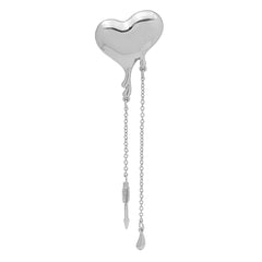 Silver-Plated Heart & Arrow Tassel Brooch