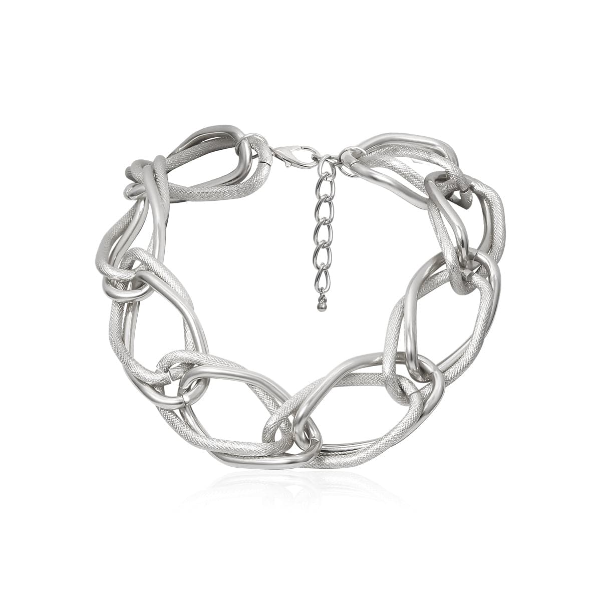 Silver-Plated Cut Figaro Necklace