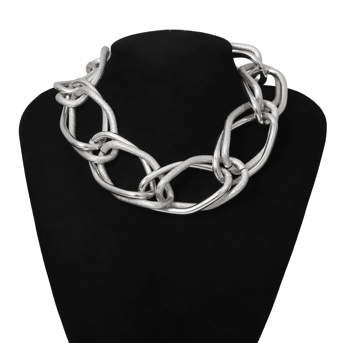 Silver-Plated Cut Figaro Necklace