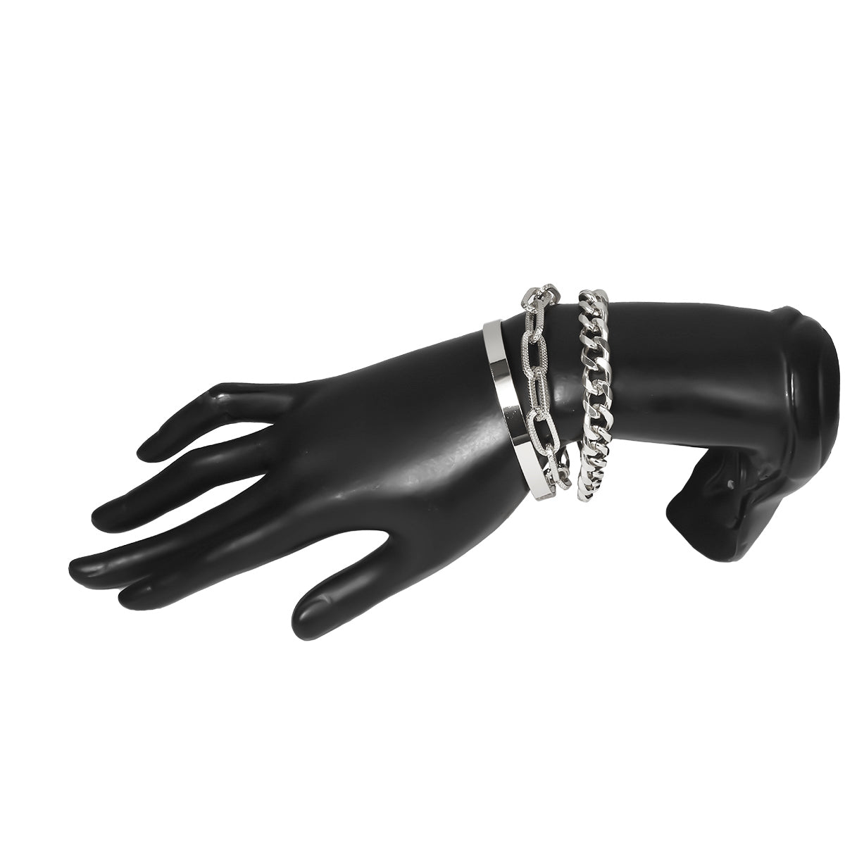 Silver-Plated Chain Link Bracelet Set, jewelry gift sets for women, everyday style, side view