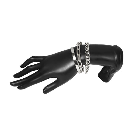 Silver-Plated Chain Link Bracelet Set, jewelry gift sets for women, everyday style, side view