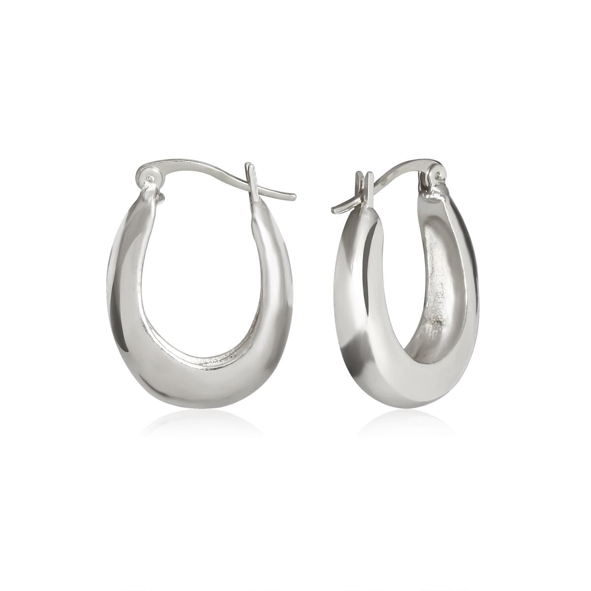 Silver-Plated Graduated Hoop Earrings