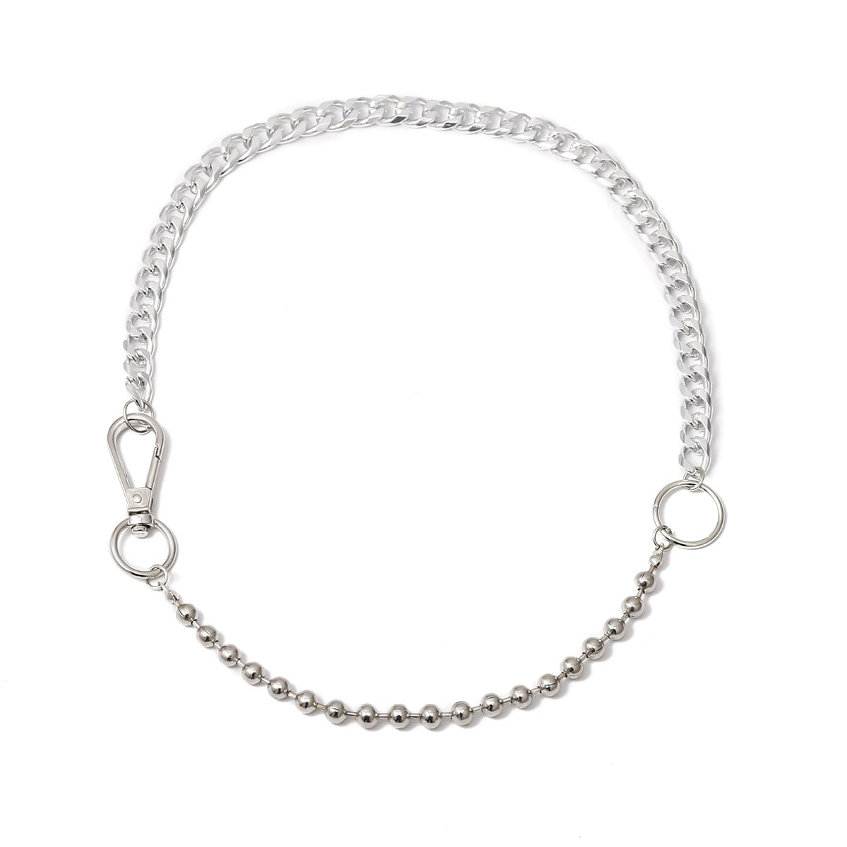 Silver-Plated Beaded Lobster Claw Necklace