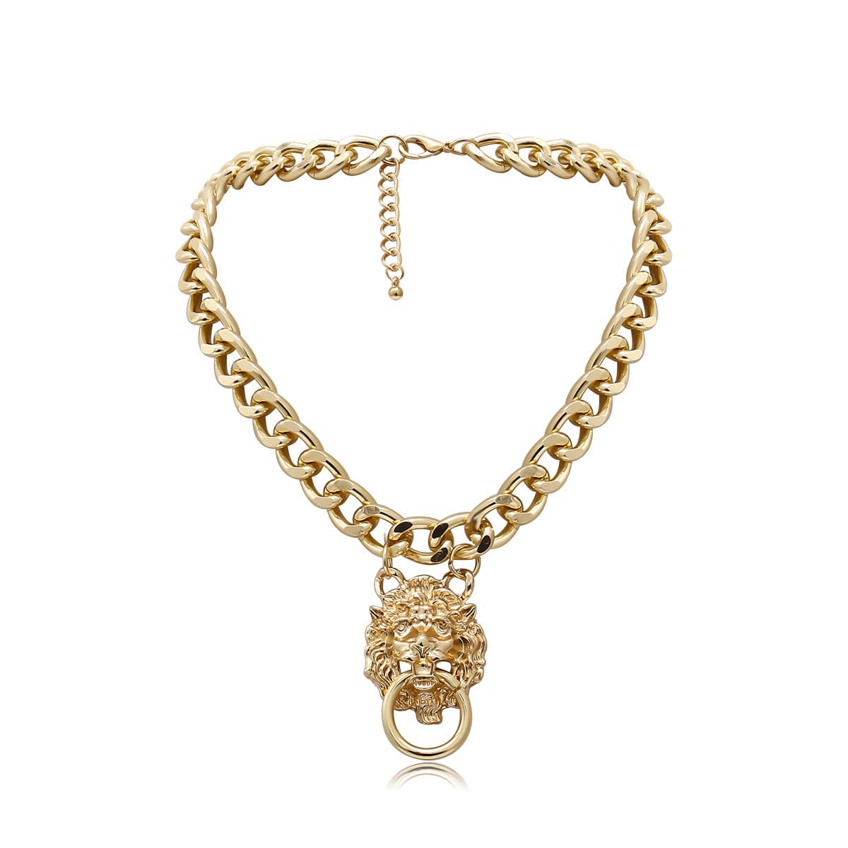 18K Gold-Plated Lion Catch Pendant Necklace, gold pendant necklace for women, vintage-inspired design, lifestyle look