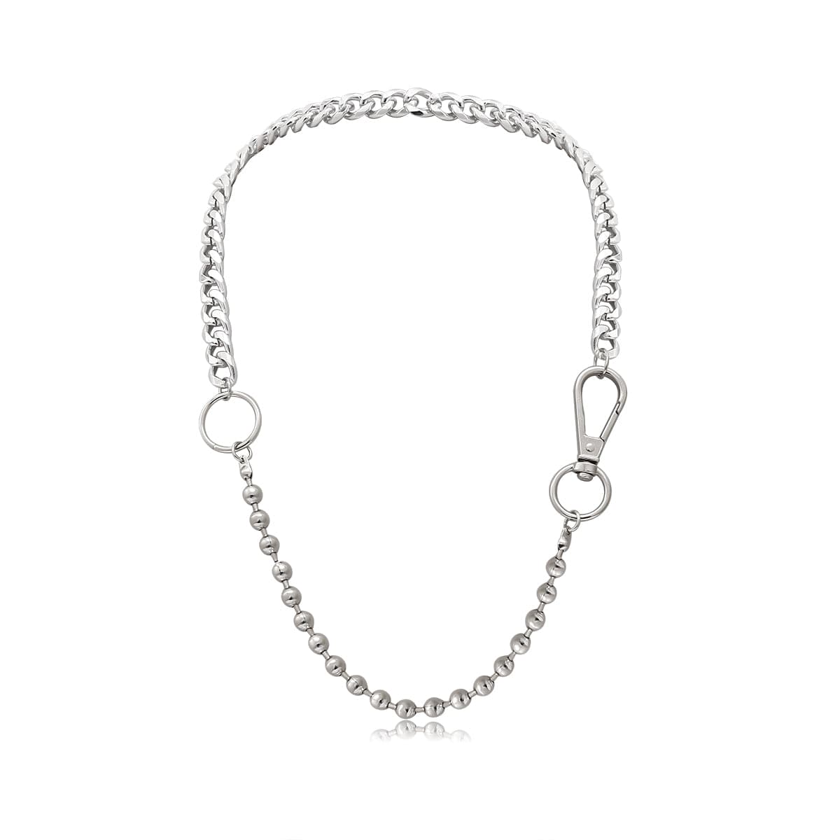 Silver-Plated Beaded Lobster Claw Necklace