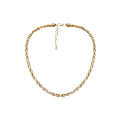 18K Gold-Plated Twisted Necklace, gold pendant necklace for women, vintage-inspired design, lifestyle look
