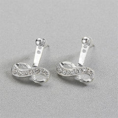 Cubic Zirconia & Silver-Plated Infinity Ear Jackets