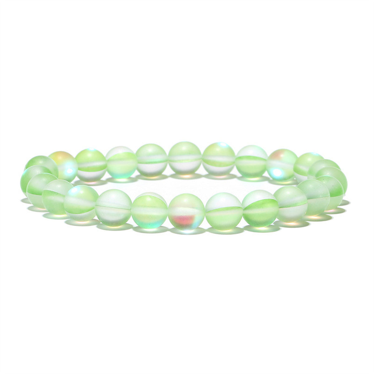 Light Green Frosted Crystal Beaded Stretch Bracelet