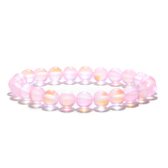 Pink Frosted Crystal Beaded Stretch Bracelet