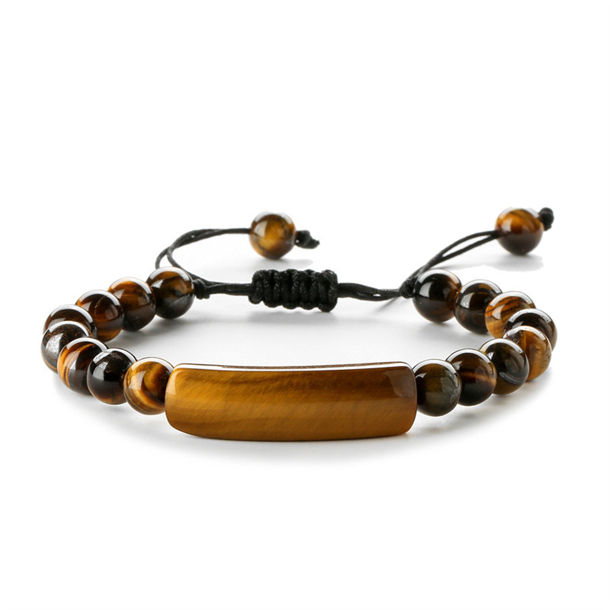 Brown Quartz and Polyester Curved Bar Adjustable Bracelet, bracelet for women, botanical inspired, front view