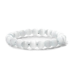 White Quartz Round Beaded Stretch Bracelet