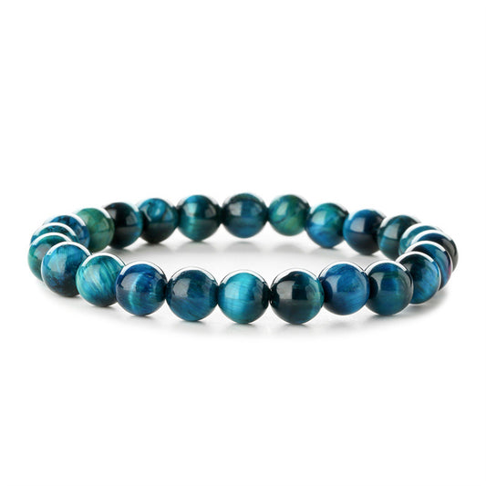 Peacock Blue Quartz Beaded Stretch Bracelet, bracelet for women, elegant gift for her, front view